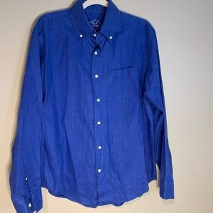 Alex Crane long-sleeve sustainably-grown French linen shirt, size L